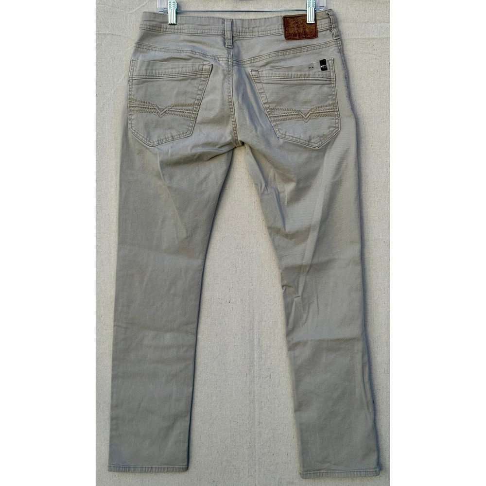 Buffalo David Bitton Ash-X Slim Stretch Jeans Mens 32x34 Tan Khaki Five Pocket - Picture 2 of 7